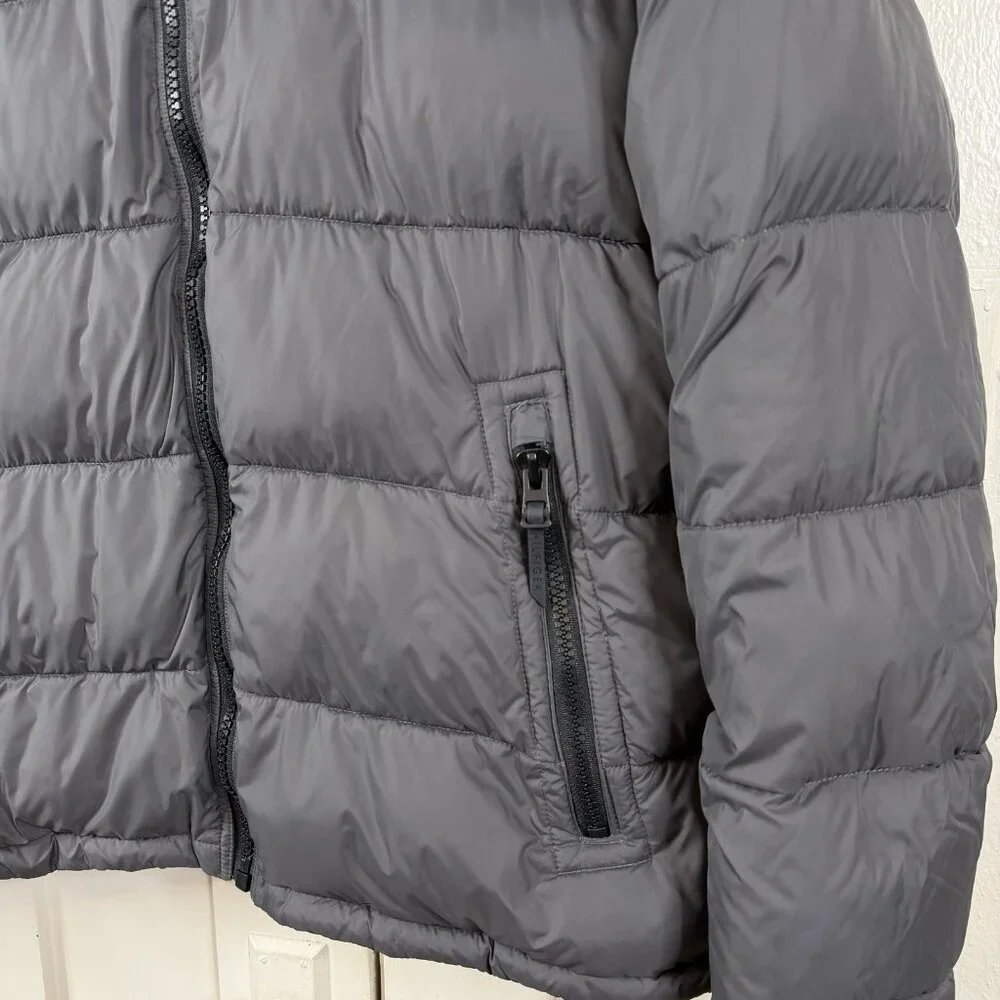 Tommy Hilfiger Puffer Jacket XXL Gray Hooded Quilted Nylon Zip Coat Men’s Winter